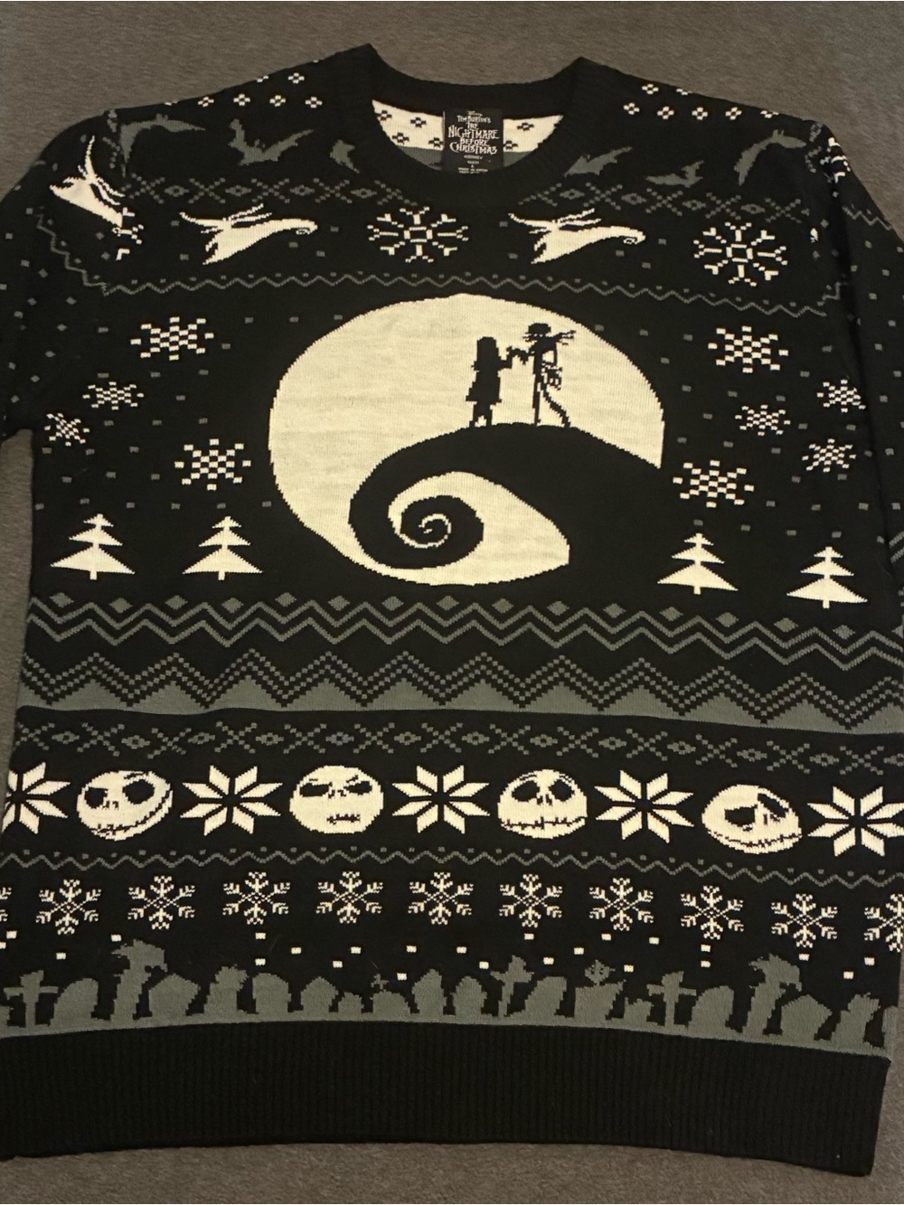 The Nightmare Before Christmas Black & Gray Crewneck Sweater
